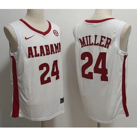 Alabama Crimson Tide 24 Brandon Miller White Stitched NCAA Jersey Alabama Crimson Tide 24 Brandon Miller White Stitched NCAA Jersey
