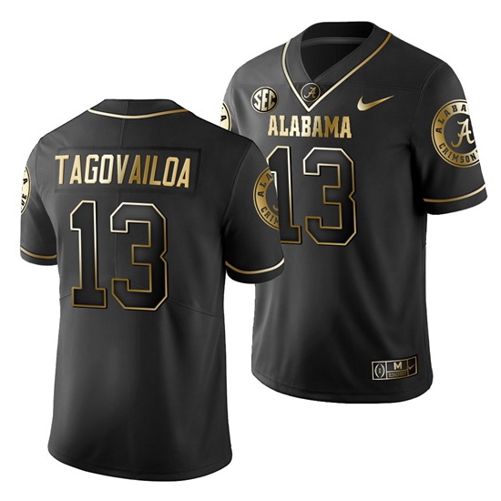 Alabama Crimson Tide Tua Tagovailoa Black College Football Men's Golden Edition Limited Jersey Alabama Crimson Tide Tua Tagovailoa Black College Football Men's Golden Edition Limited Jersey