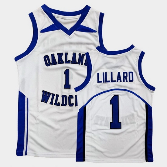 Men Damian Lillard High School Basketball White Jersey Men Damian Lillard High School Basketball White Jersey