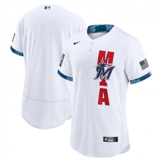 Men's Miami Marlins Blank Nike White 2021 MLB All-Star Game Authentic Jersey Men's Miami Marlins Blank Nike White 2021 MLB All-Star Game Authentic Jersey
