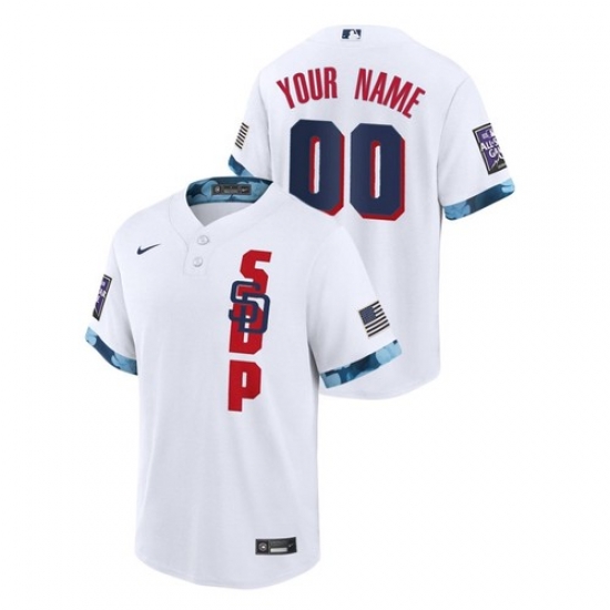 Men's San Diego Padres Custom #00 White 2021 MLB All-Star Game Jersey Men's San Diego Padres Custom #00 White 2021 MLB All-Star Game Jersey