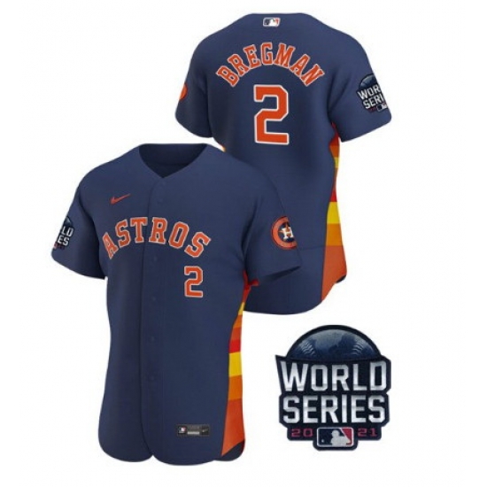 Men Houston Astros 2 Alex Bregman 2021 Navy World Series Flex Base Stitched Baseball Jersey Men Houston Astros 2 Alex Bregman 2021 Navy World Series Flex Base Stitched Baseball Jersey