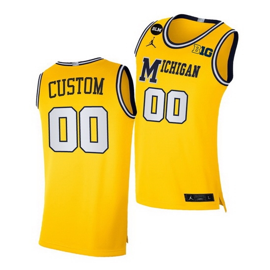 Michigan Wolverines Custom Yellow Blm Social Justice Men Jersey Michigan Wolverines Custom Yellow Blm Social Justice Men Jersey