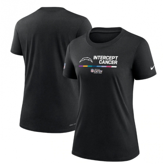 Women Los Angeles Chargers 2022 Black Crucial Catch Performance T Shirt Women Los Angeles Chargers 2022 Black Crucial Catch Performance T Shirt