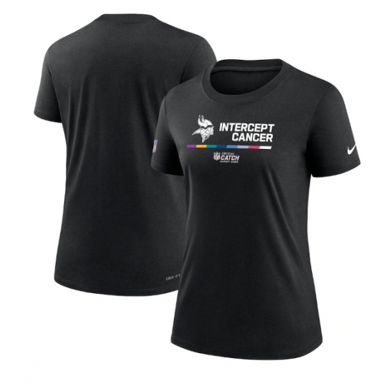 Women Minnesota Vikings 2022 Black Crucial Catch Performance T Shirt Women Minnesota Vikings 2022 Black Crucial Catch Performance T Shirt