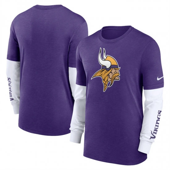 Men Minnesota Vikings Heather Purple Slub Fashion Long Sleeve T Shirt Men Minnesota Vikings Heather Purple Slub Fashion Long Sleeve T Shirt