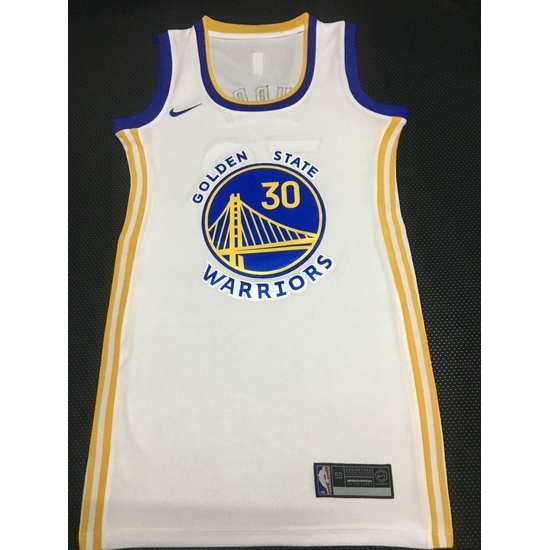 Women Golden Warriors 30 Stephen Curry Dress Stitched Jersey White Women Golden Warriors 30 Stephen Curry Dress Stitched Jersey White