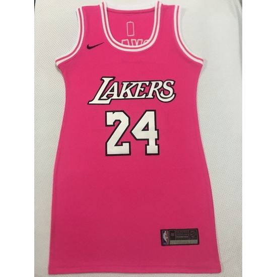 Women Los Angeles Lakers 24 Kobe Bryant Dress Stitched Jersey Pink Women Los Angeles Lakers 24 Kobe Bryant Dress Stitched Jersey Pink