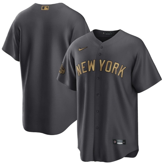 Men New York Yankees Blank 2022 All Star Charcoal Cool Base Stitched Baseball Jersey Men New York Yankees Blank 2022 All Star Charcoal Cool Base Stitched Baseball Jersey