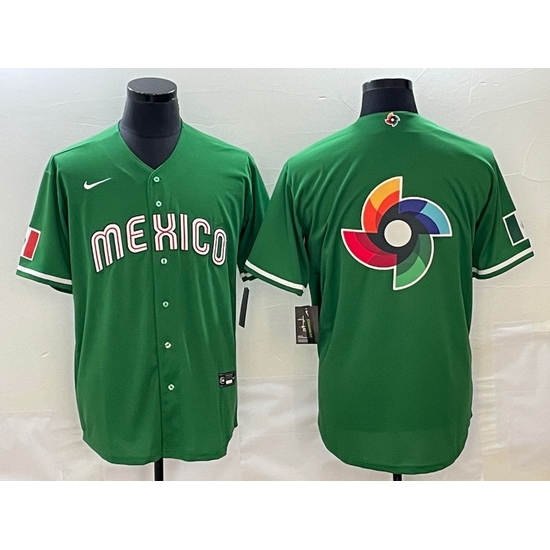 Men Mexico Baseball 2023 Green World Baseball Big Logo Classic Stitched JerseyS 1 Men Mexico Baseball 2023 Green World Baseball Big Logo Classic Stitched JerseyS 1