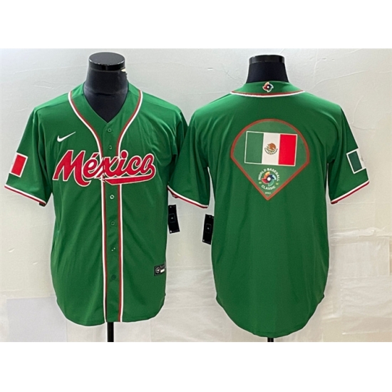 Men Mexico Baseball Green 2023 World Baseball Classic Team Big Logo Stitched Jersey 4 Men Mexico Baseball Green 2023 World Baseball Classic Team Big Logo Stitched Jersey 4