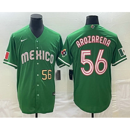 Men's Mexico Baseball #56 Randy Arozarena Number 2023 Green World Classic Stitched Jersey1