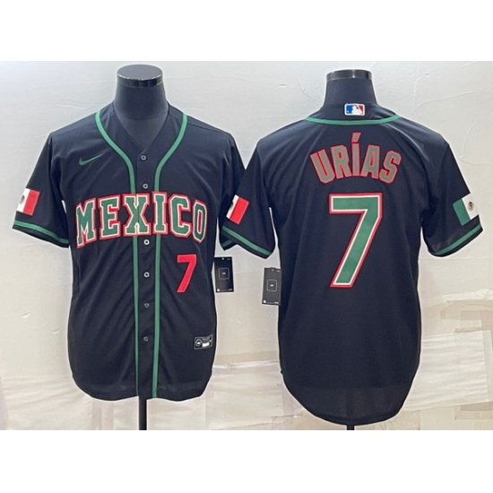 Men's Mexico Baseball #7 Julio Urias 2023 Black World Baseball Classic Stitched Jerseys 6 Men's Mexico Baseball #7 Julio Urias 2023 Black World Baseball Classic Stitched Jerseys 6