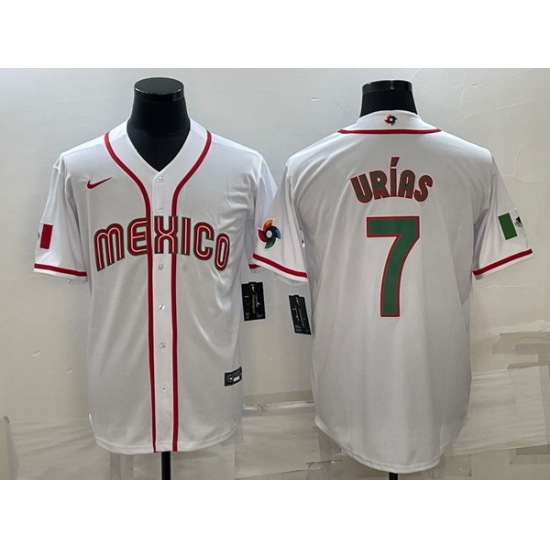 Men's Mexico Baseball #7 Julio Urias 2023 White World Baseball Classic Stitched Jerseys 3 Men's Mexico Baseball #7 Julio Urias 2023 White World Baseball Classic Stitched Jerseys 3