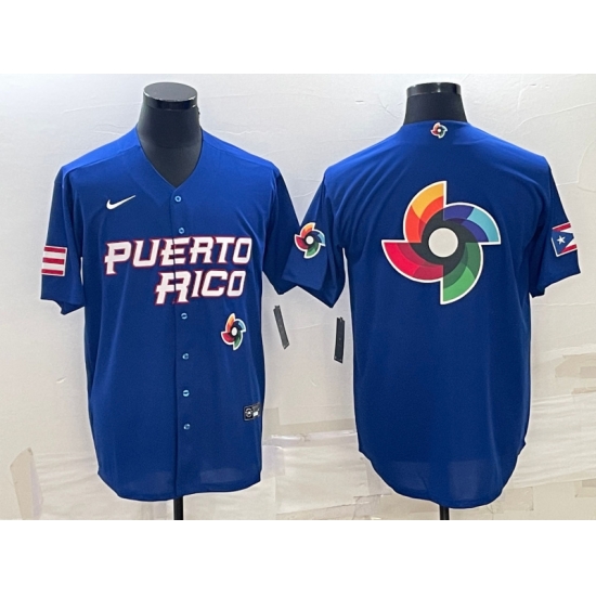 Men Puerto Rico Baseball 2023 Royal World Baseball Big Logo With Patch Classic Stitched Jersey Men Puerto Rico Baseball 2023 Royal World Baseball Big Logo With Patch Classic Stitched Jersey
