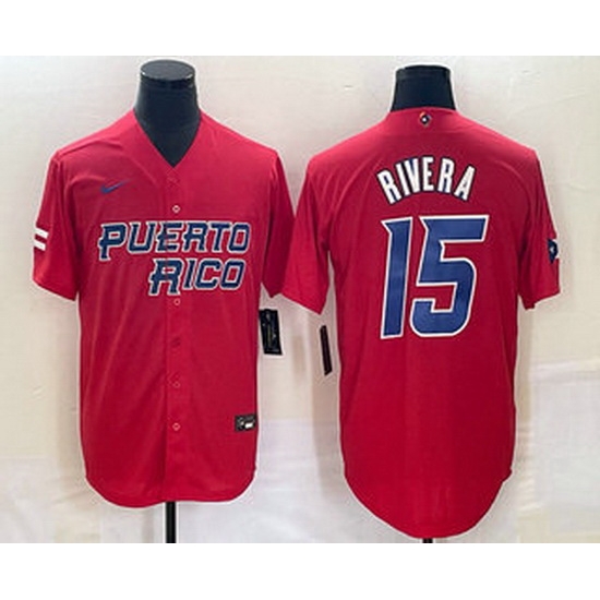 Men's Puerto Rico Baseball #15 Emmanuel Rivera 2023 Red World Classic With Patch Stitched Jersey Men's Puerto Rico Baseball #15 Emmanuel Rivera 2023 Red World Classic With Patch Stitched Jersey