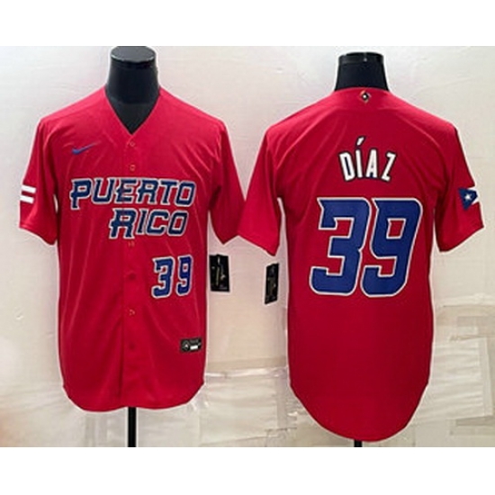 Men's Puerto Rico Baseball #39 Edwin Diaz Number 2023 Red World Baseball Classic Stitched Jersey Men's Puerto Rico Baseball #39 Edwin Diaz Number 2023 Red World Baseball Classic Stitched Jersey
