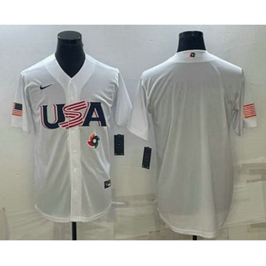 Men's USA Baseball 2023 White World Baseball Blank Classic Replica Stitched Jersey Men's USA Baseball 2023 White World Baseball Blank Classic Replica Stitched Jersey