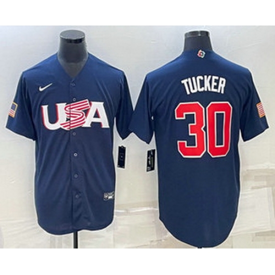 Men's USA Baseball #30 Kyle Tucker 2023 Navy World Baseball Classic Stitched Jerseys Men's USA Baseball #30 Kyle Tucker 2023 Navy World Baseball Classic Stitched Jerseys