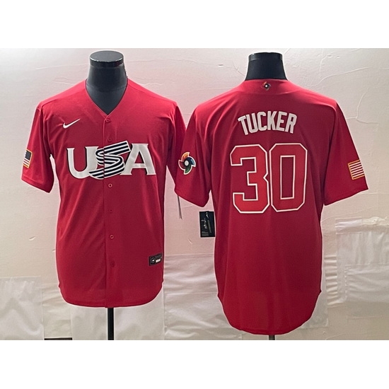 Men's USA Baseball #30 Kyle Tucker 2023 Red World Classic With Patch Stitched Jersey Men's USA Baseball #30 Kyle Tucker 2023 Red World Classic With Patch Stitched Jersey
