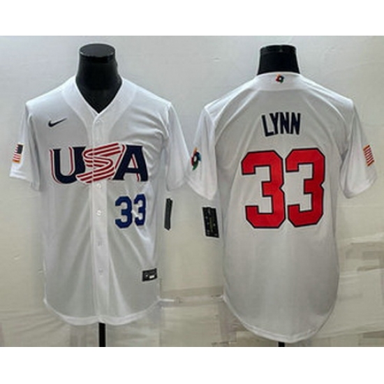 Men's USA Baseball #33 Lance Lynn Number 2023 White World Baseball Classic Stitched Jersey Men's USA Baseball #33 Lance Lynn Number 2023 White World Baseball Classic Stitched Jersey