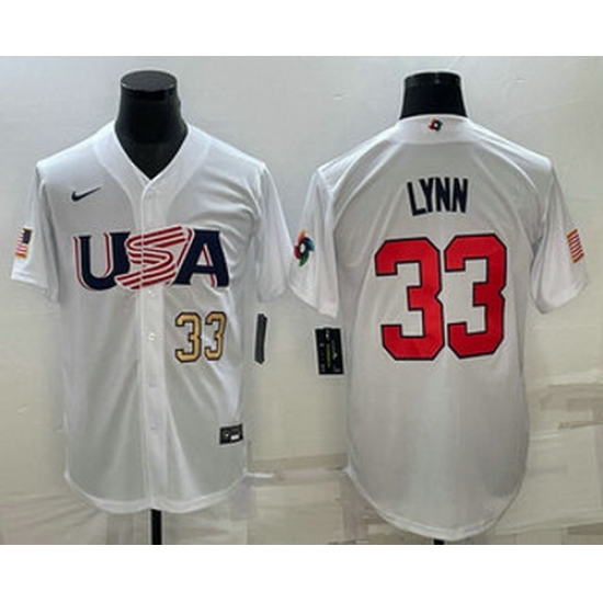 Men's USA Baseball #33 Lance Lynn Number 2023 White World Baseball Classic Stitched Jerseys Men's USA Baseball #33 Lance Lynn Number 2023 White World Baseball Classic Stitched Jerseys