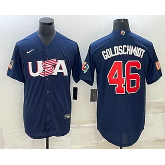 Men's USA Baseball #46 Paul Goldschmidt 2023 Navy World Baseball Classic Stitched Jersey Men's USA Baseball #46 Paul Goldschmidt 2023 Navy World Baseball Classic Stitched Jersey