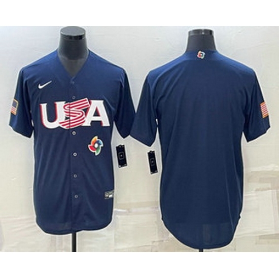 Men's USA Baseball Blank 2023 Navy World Baseball Classic Stitched Jerseys Men's USA Baseball Blank 2023 Navy World Baseball Classic Stitched Jerseys