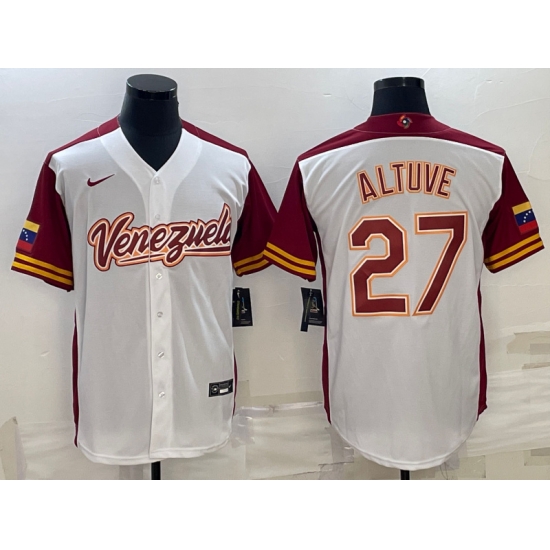 Men Venezuela Baseball 27 Jos E9 Altuve 2023 White World Baseball Classic Stitched Jersey Men Venezuela Baseball 27 Jos E9 Altuve 2023 White World Baseball Classic Stitched Jersey