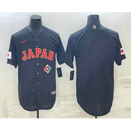 Men Japan Baseball Blank 2023 Black World Classic Stitched Jersey Men Japan Baseball Blank 2023 Black World Classic Stitched Jersey
