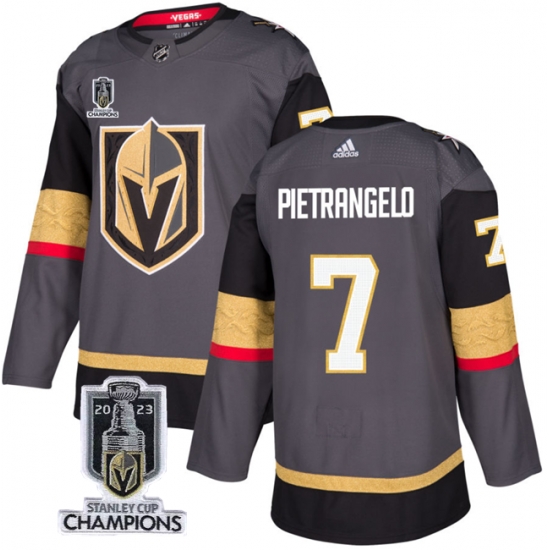 Men Women Youth Vegas Golden Knights #7 Alex Pietrangelo Gray 2023 Stanley Cup Champions Stitched Jersey Men Women Youth Vegas Golden Knights #7 Alex Pietrangelo Gray 2023 Stanley Cup Champions Stitched Jersey
