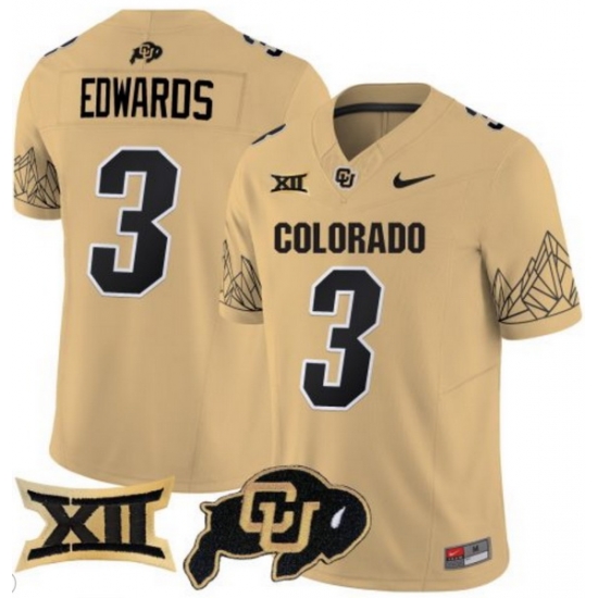 Men Colorado Buffaloes #3 Dylan Edwards Gold Vapor Limited Stitched Football Jersey Men Colorado Buffaloes #3 Dylan Edwards Gold Vapor Limited Stitched Football Jersey
