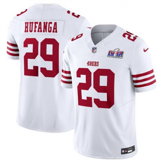 Youth San Francisco 49ers 29 Talanoa Hufanga White 2023 F U S E With John Madden Patch Vapor Limited Stitched Football 2024 Super Bowl LVIII Jersey Youth San Francisco 49ers 29 Talanoa Hufanga White 2023 F U S E With John Madden Patch Vapor Limited Stitched Football 2024 Super Bowl LVIII Jersey