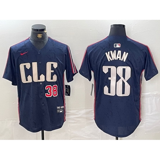 Men Cleveland Guardians 38 Steven Kwan Navy 2024 City Connect Limited Stitched Baseball Jersey 2 Men Cleveland Guardians 38 Steven Kwan Navy 2024 City Connect Limited Stitched Baseball Jersey 2