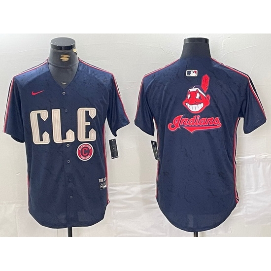 Men Cleveland Guardians Team Big Logo Navy 2024 City Connect Stitched Baseball Jersey Men Cleveland Guardians Team Big Logo Navy 2024 City Connect Stitched Baseball Jersey