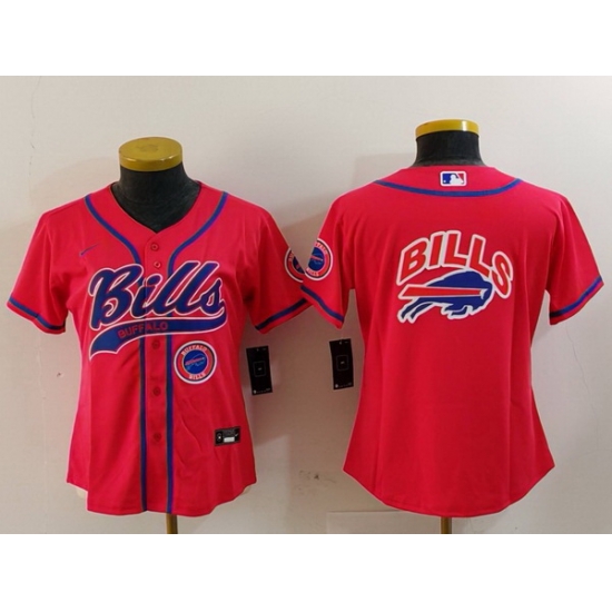 Women Buffalo Bills Red Team Big Logo With Patch Cool Base Stitched Baseball Jersey 2 Women Buffalo Bills Red Team Big Logo With Patch Cool Base Stitched Baseball Jersey 2