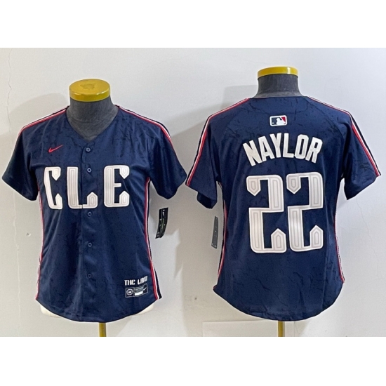 Women Cleveland Guardians 22 Josh Naylor Navy 2024 City Connect Limited Stitched jerseys Women Cleveland Guardians 22 Josh Naylor Navy 2024 City Connect Limited Stitched jerseys