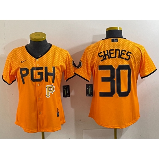 Women Pittsburgh Pirates 30 Paul Skenes Gold City Connect Stitched Jersey 2 Women Pittsburgh Pirates 30 Paul Skenes Gold City Connect Stitched Jersey 2