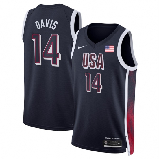 Men USA Basketball 14 Anthony Davis Navy 2024 Swingman Stitched Jersey Men USA Basketball 14 Anthony Davis Navy 2024 Swingman Stitched Jersey