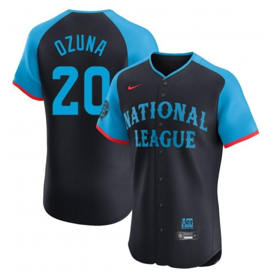 Men National League 20 Marcell Ozuna Navy 2024 All Star Limited Stitched Baseball Jersey Men National League 20 Marcell Ozuna Navy 2024 All Star Limited Stitched Baseball Jersey