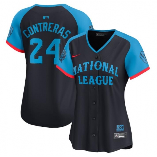 Women National League 24 William Contreras Navy 2024 All Star Limited Stitched Baseball Jersey Women National League 24 William Contreras Navy 2024 All Star Limited Stitched Baseball Jersey