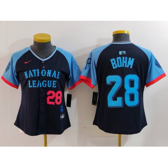 Women National League 28 Alec Bohm Navy 2024 All Star Limited Stitched Baseball Jersey_1 Women National League 28 Alec Bohm Navy 2024 All Star Limited Stitched Baseball Jersey_1