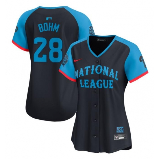 Women National League 28 Alec Bohm Navy 2024 All Star Limited Stitched Baseball Jersey_2 Women National League 28 Alec Bohm Navy 2024 All Star Limited Stitched Baseball Jersey_2
