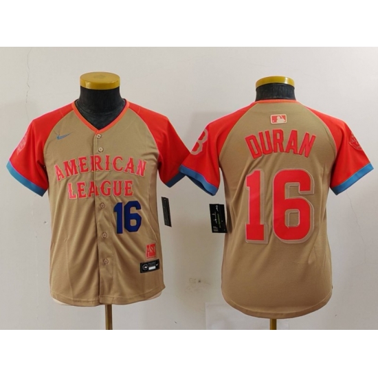 Youth American League 16 Jarren Duran Cream 2024 All Star Limited Stitched Jersey 2 Youth American League 16 Jarren Duran Cream 2024 All Star Limited Stitched Jersey 2