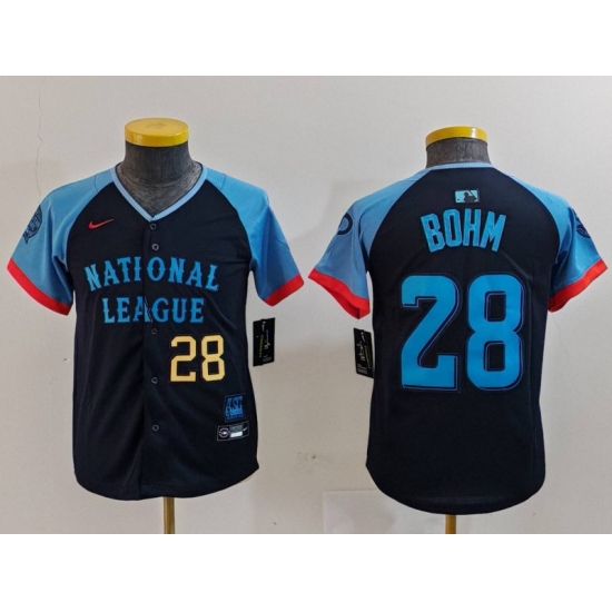 Youth National League 28 Alec Bohm Navy 2024 All Star Limited Stitched Baseball Jersey 1 Youth National League 28 Alec Bohm Navy 2024 All Star Limited Stitched Baseball Jersey 1