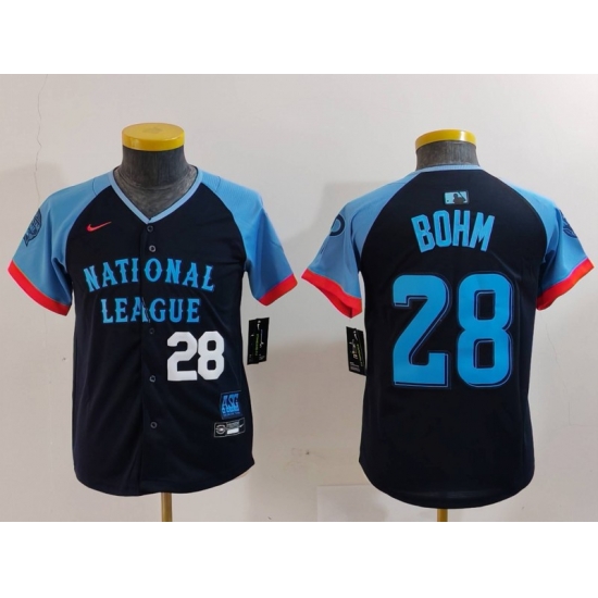 Youth National League 28 Alec Bohm Navy 2024 All Star Limited Stitched Baseball Jersey 3 Youth National League 28 Alec Bohm Navy 2024 All Star Limited Stitched Baseball Jersey 3