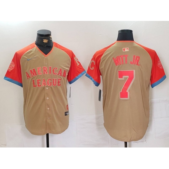 Men American League 7 Bobby Witt Jr Cream 2024 All Star Limited Stitched Jersey 3 Men American League 7 Bobby Witt Jr Cream 2024 All Star Limited Stitched Jersey 3