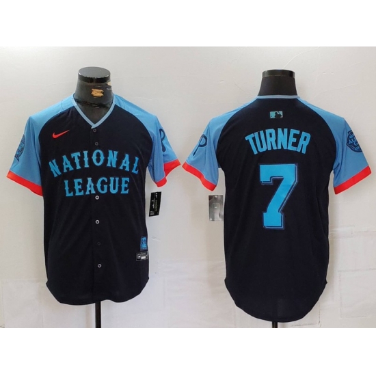 Men National League 7 Trea Turner Navy 2024 All Star Limited Stitched Baseball Jersey 5 Men National League 7 Trea Turner Navy 2024 All Star Limited Stitched Baseball Jersey 5