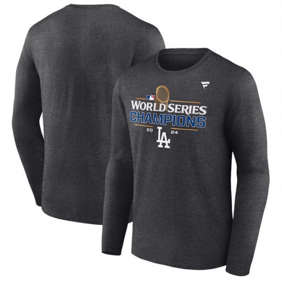 Men Los Angeles Dodgers Heather Charcoal Big 26 Tall 2024 World Series Champions Locker Room Long Sleeve T Shirt Men Los Angeles Dodgers Heather Charcoal Big 26 Tall 2024 World Series Champions Locker Room Long Sleeve T Shirt
